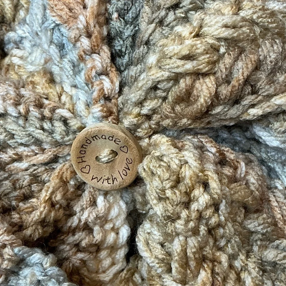 Handcrafted Crochet Multicolor Winter Hat Snowy Wheat Stitch Beanie with Pom Pom